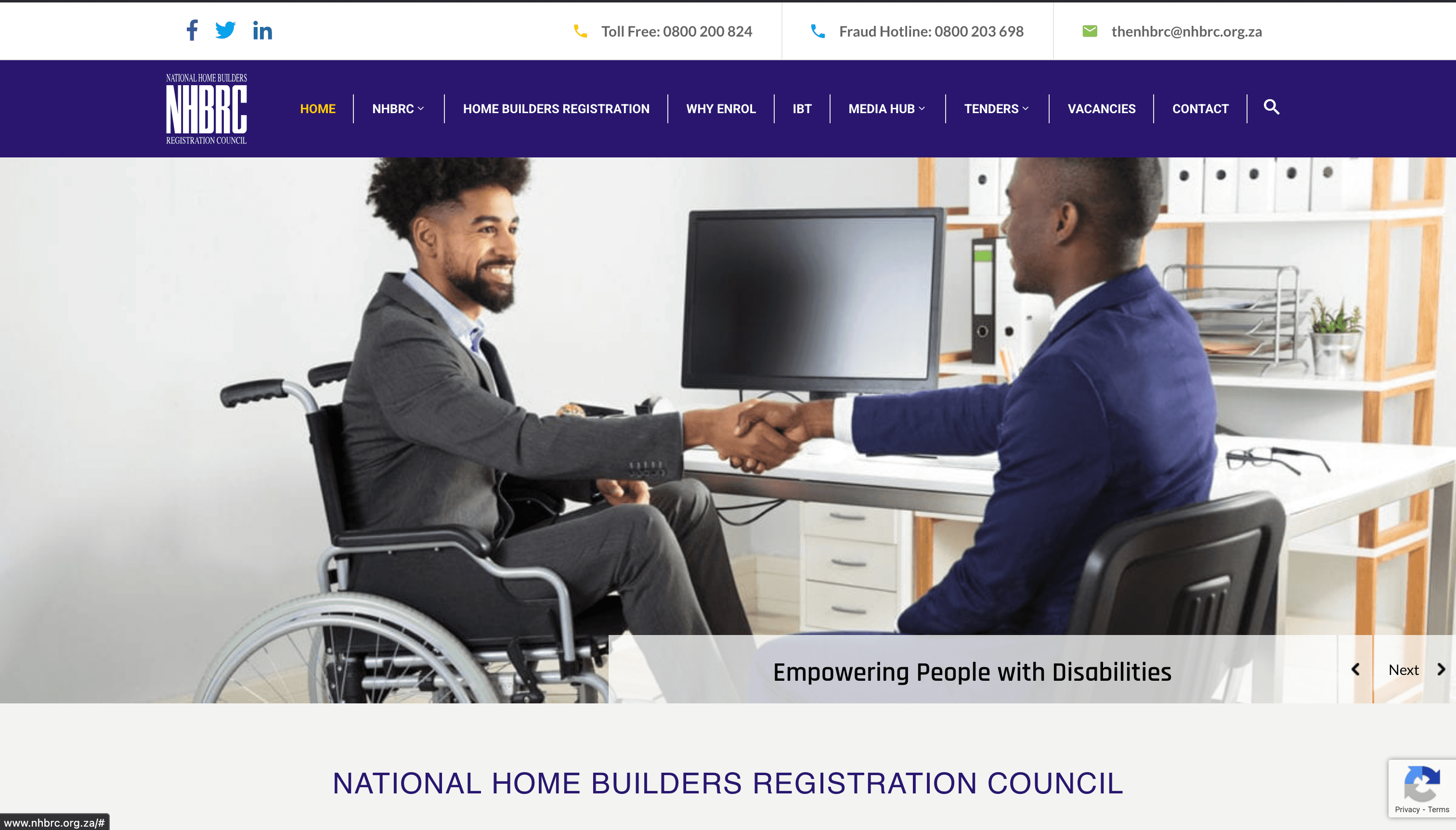 NHBRC Portal screenshot